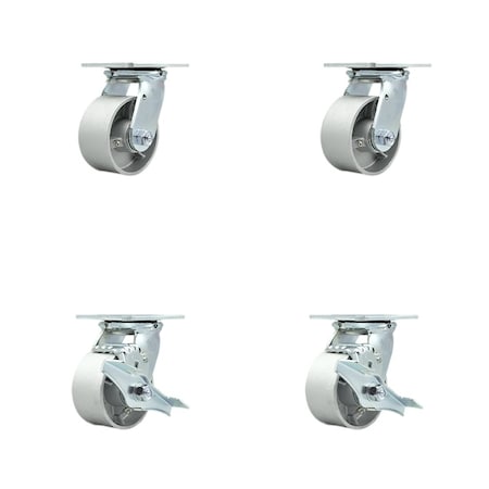 Service Caster Tool Box Caster Wheel Set 4'' Semi Steel Cast Iron Swivel Casters, 4PK TOOL-SCC-30CS420-SSR-2-TLB-2